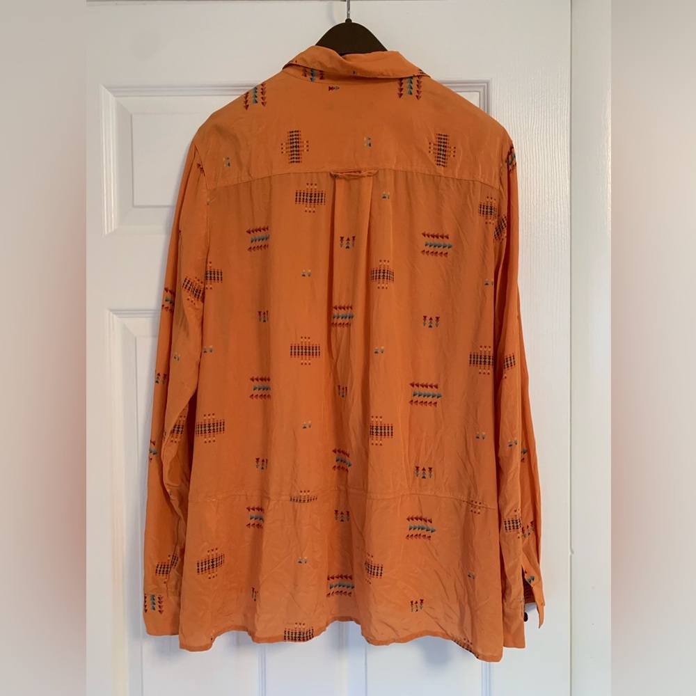 Pendleton Silk Mustard Orange Patterned Button Do… - image 8